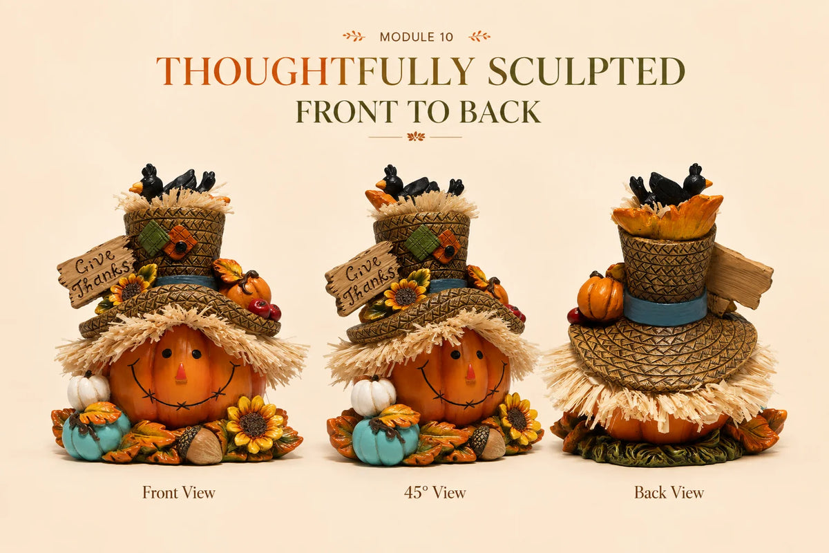 Hodao Thanksgiving Harvest Scarecrow Figurine With Give Thanks Sign