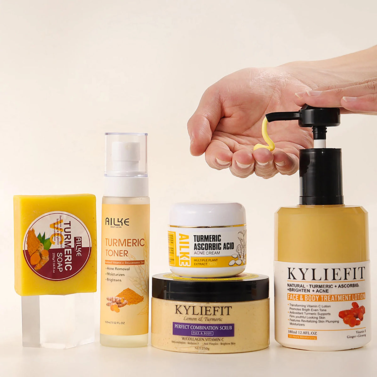 AILKE Organic Turmeric Skincare Kit for Brightening and Hydration
