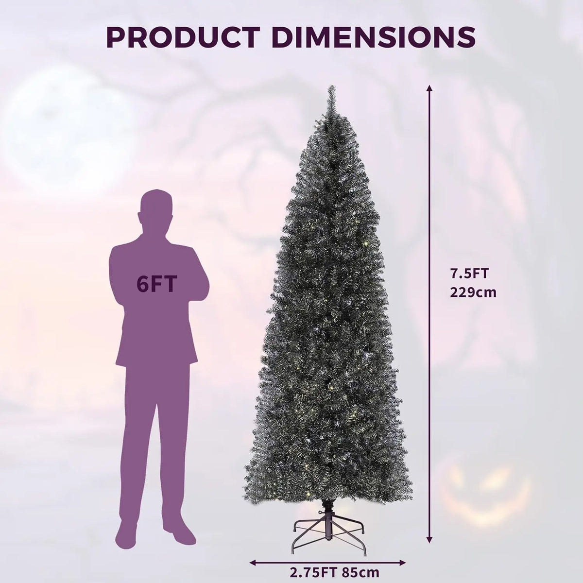 Artificial Halloween Christmas Tree With Realistic Branch Tips Metal Stand