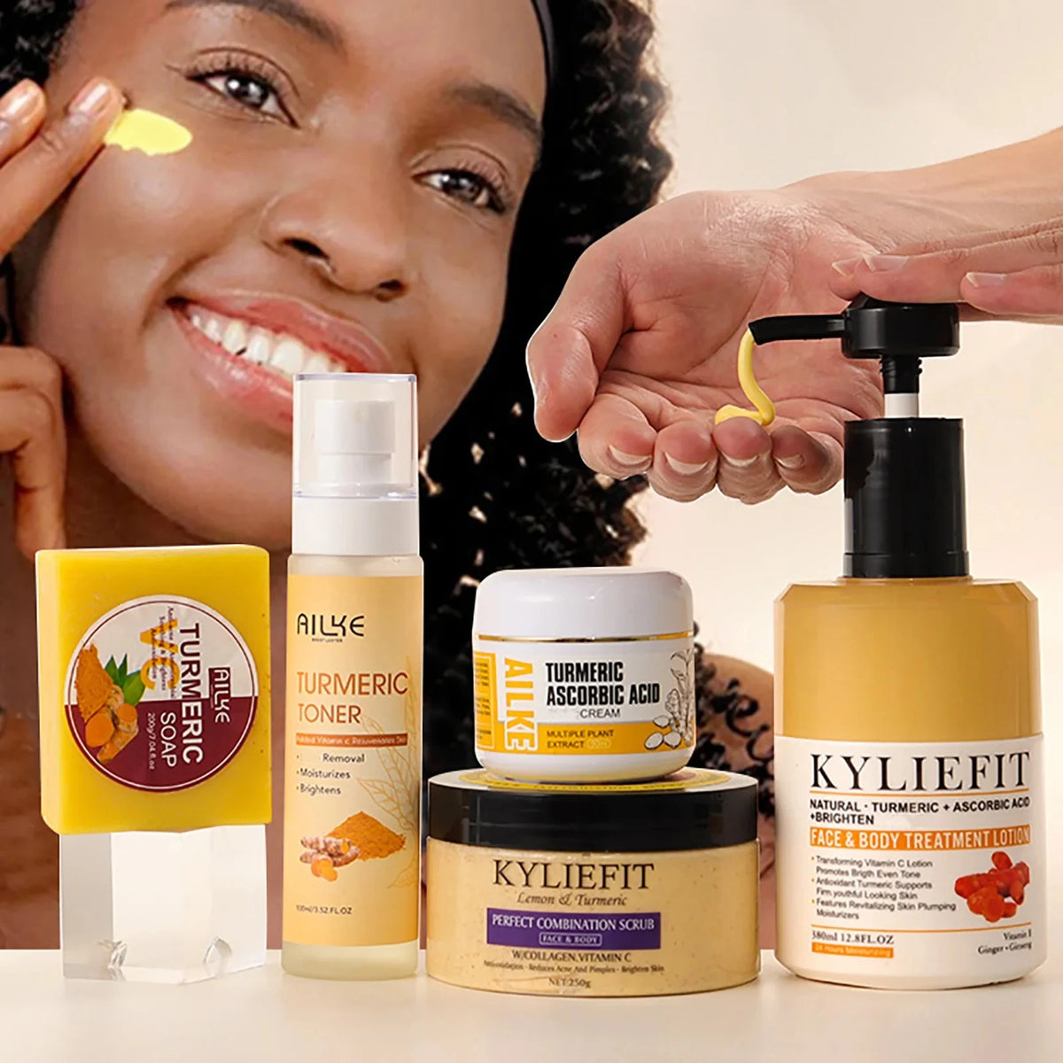 AILKE Organic Turmeric Skincare Kit for Brightening and Hydration