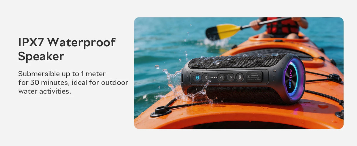 Ortizan Portable Bluetooth Speaker With Deep Bass And RGB Lighting