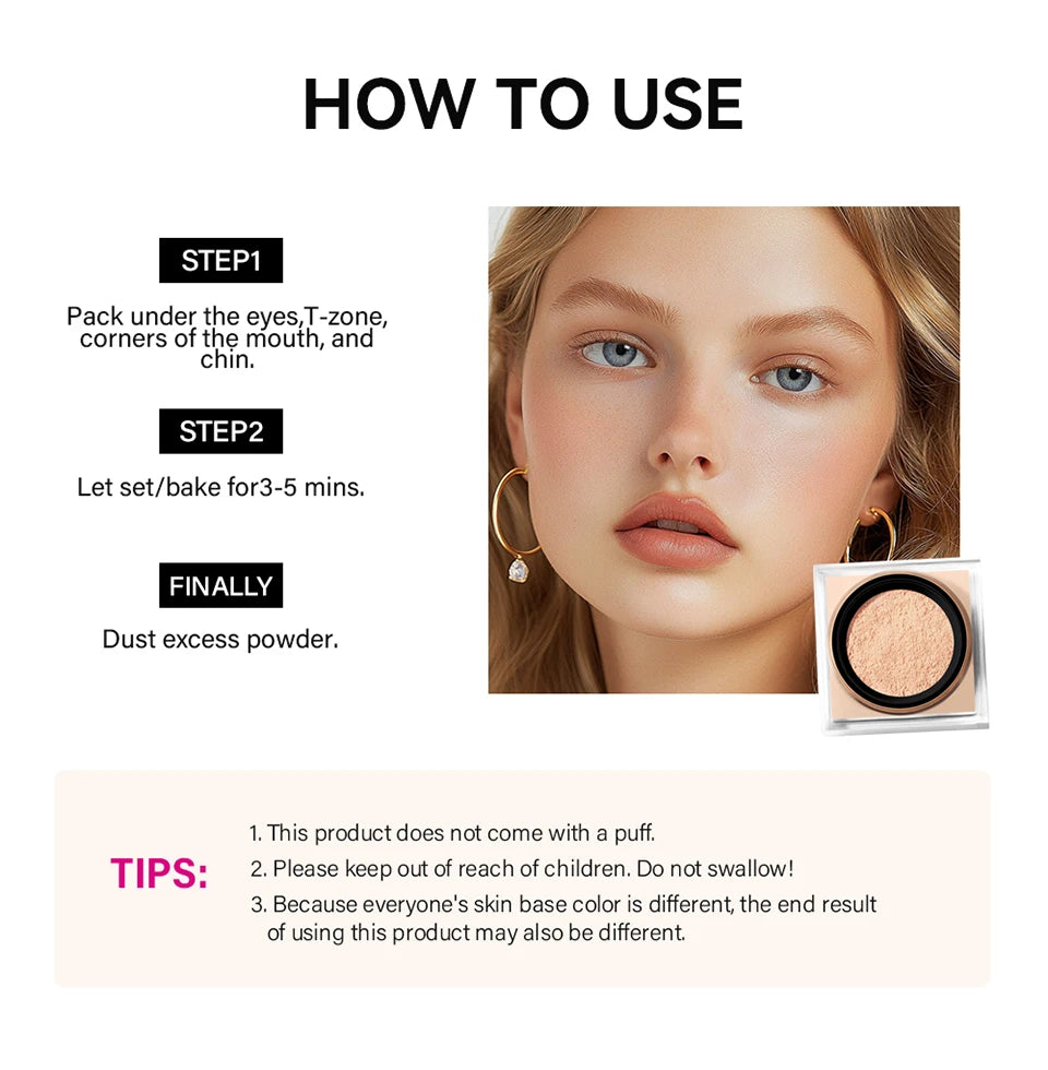 ibcccndc Loose Setting Powder for Oil Control and Matte Finish