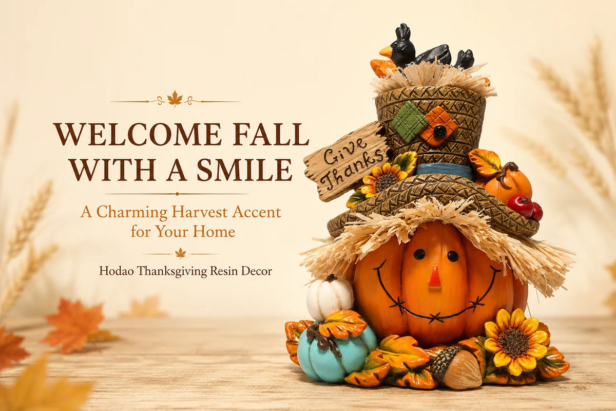 Hodao Thanksgiving Harvest Scarecrow Figurine With Give Thanks Sign