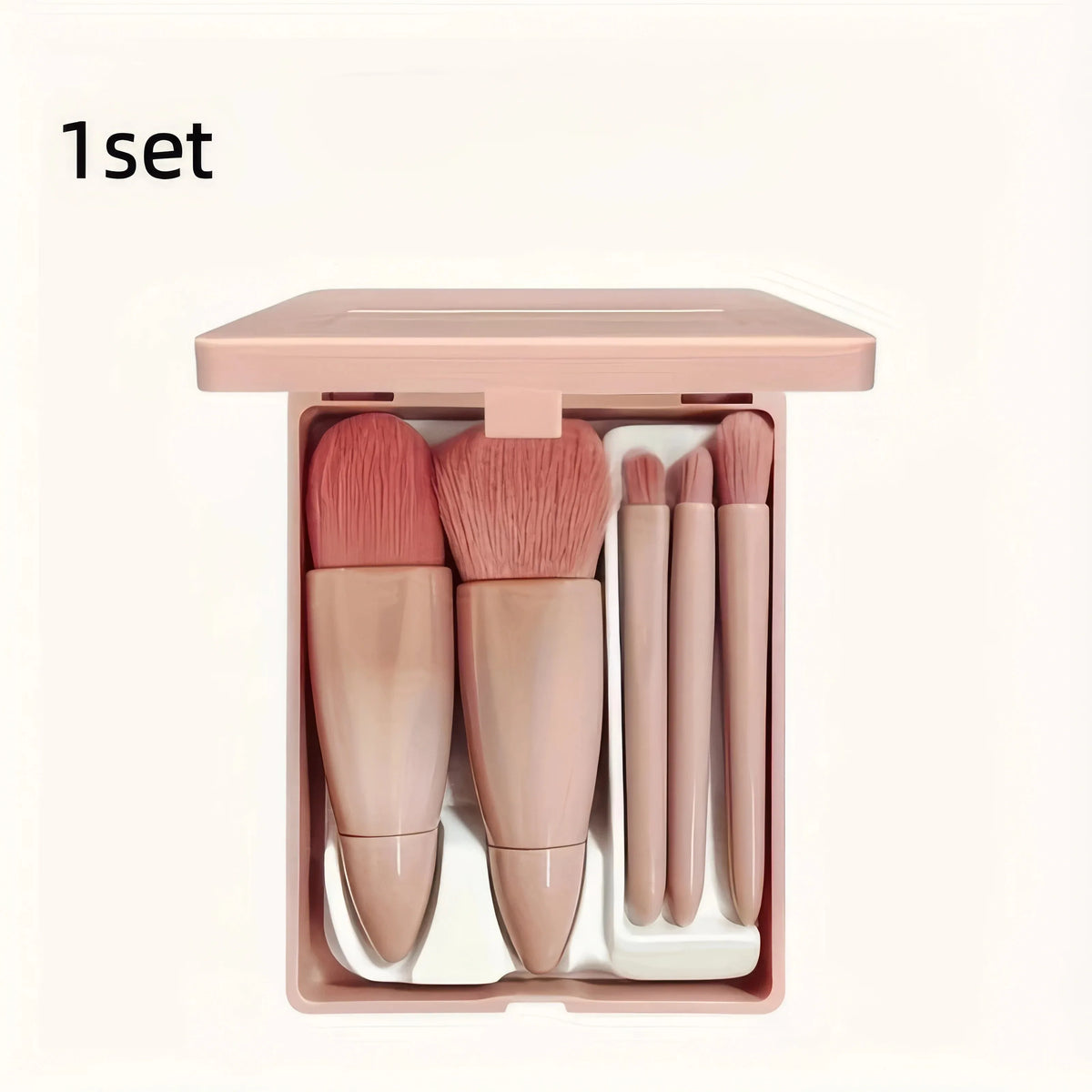 Makeup Brush Set With Compact Mirror And Soft Bristles
