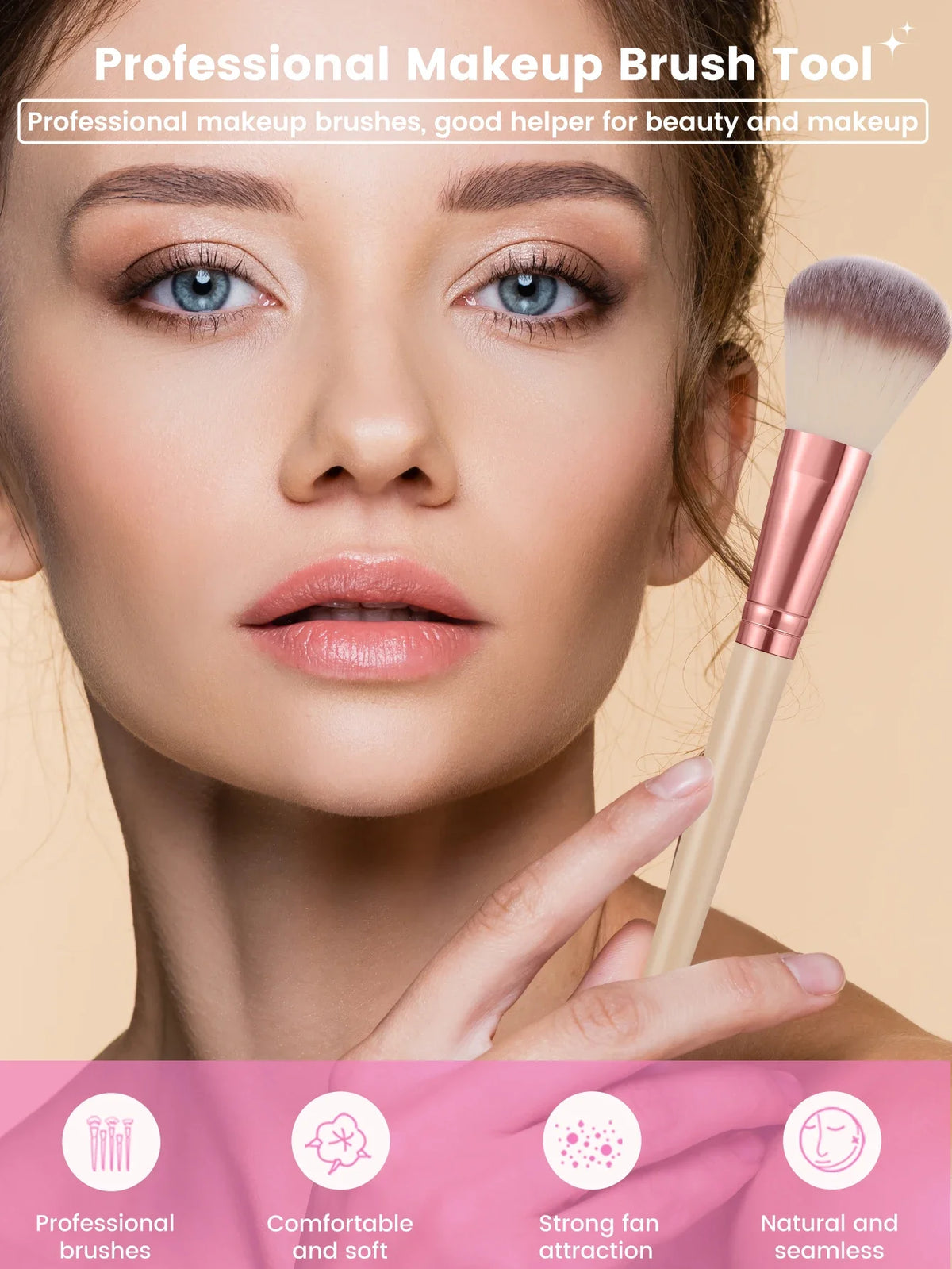 Complete Makeup Brush Set Sponges Powder Puffs And Cosmetic Bag