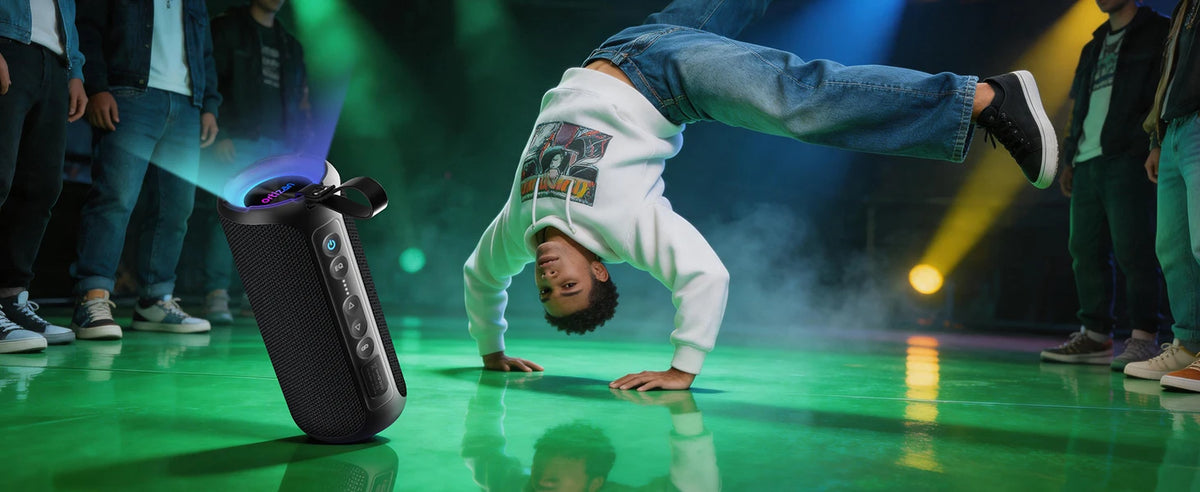 Ortizan Portable Bluetooth Speaker With Deep Bass And RGB Lighting