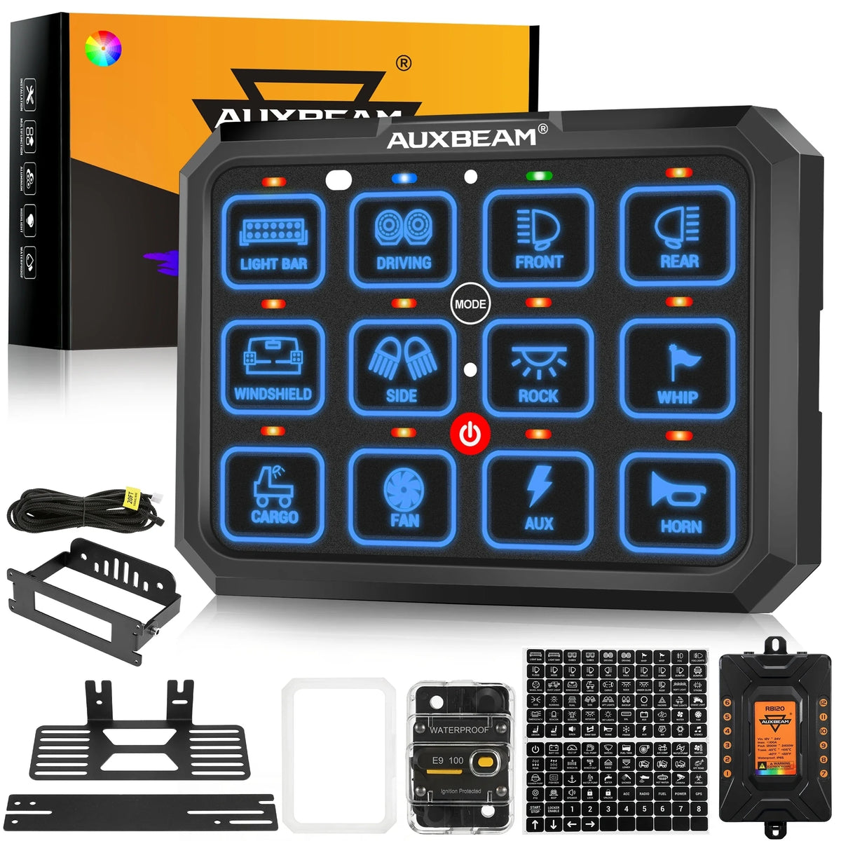Auxbeam 6 To 8 Gangs LED Switch Panel Relay SystemPro