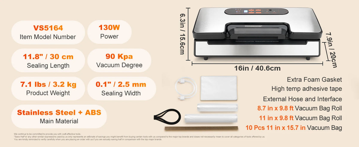 SucceBuy 130W Vacuum Sealer Machine For Fresh Food Packaging