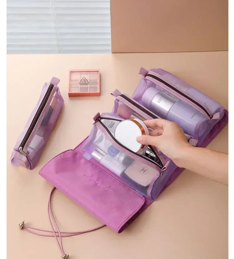 Travel Makeup Organizer Cosmetic Toiletry Bag With Zipper Storage