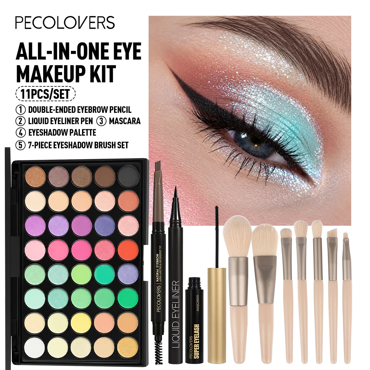 Complete Eye And Brow Makeup Set With Eyeshadow Eyeliner Mascara