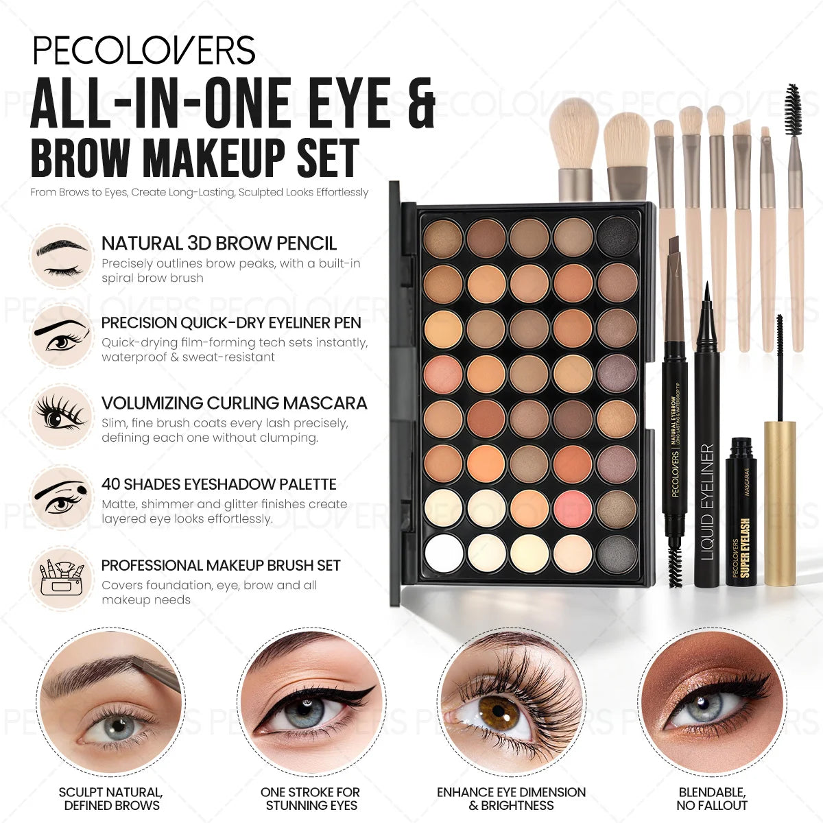 Eye And Brow Makeup Kit With Eyeshadow Palette Eyeliner Mascara