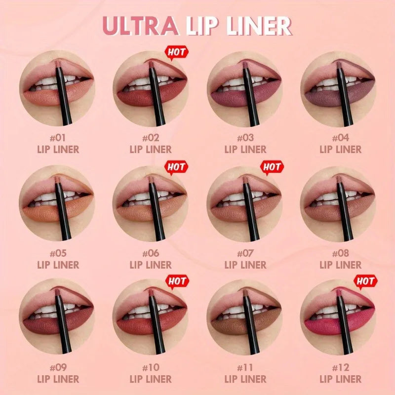 Matte Lip Liner Pencil Smooth Fine Tip For Long Wear