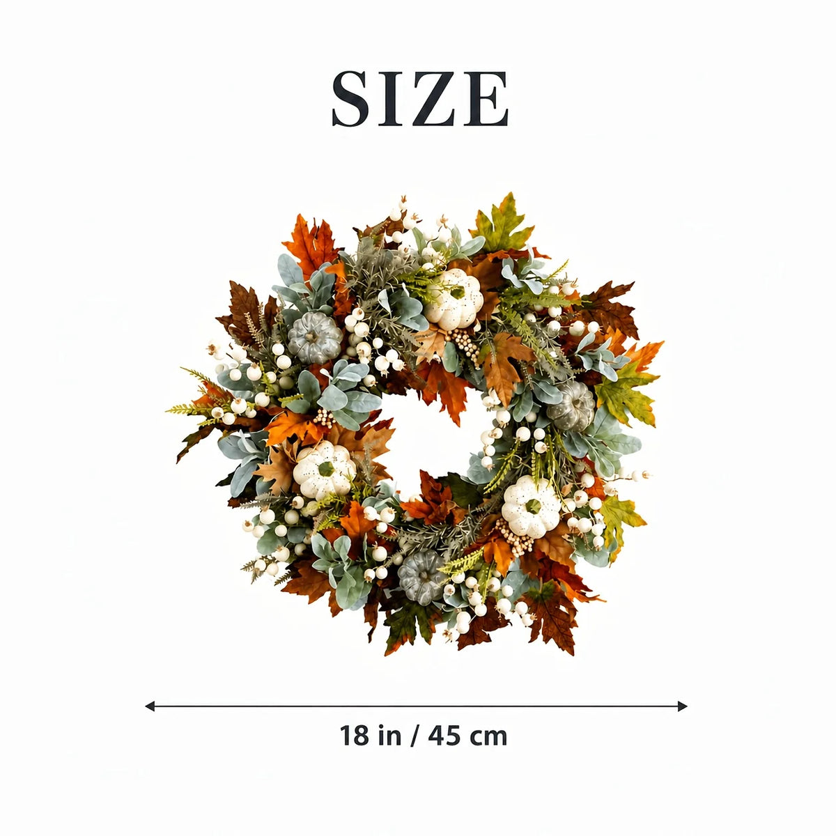 Artificial Peony And Pumpkin Wreath For Front Door Decor