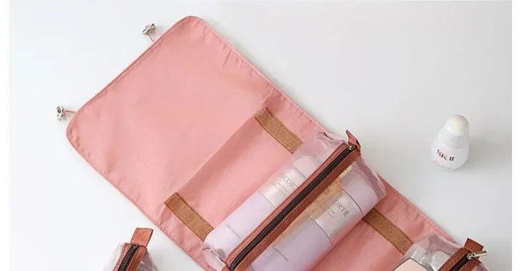 Travel Makeup Organizer Cosmetic Toiletry Bag With Zipper Storage