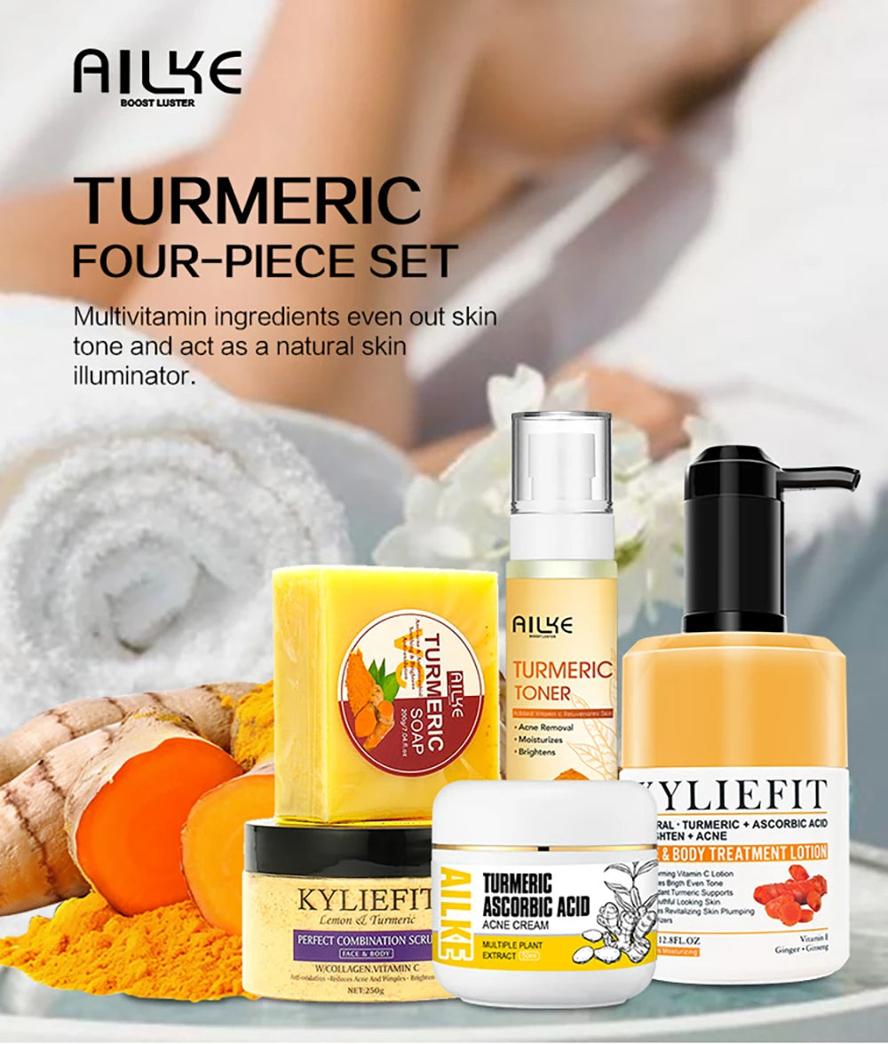 AILKE Organic Turmeric Skincare Kit for Brightening and Hydration
