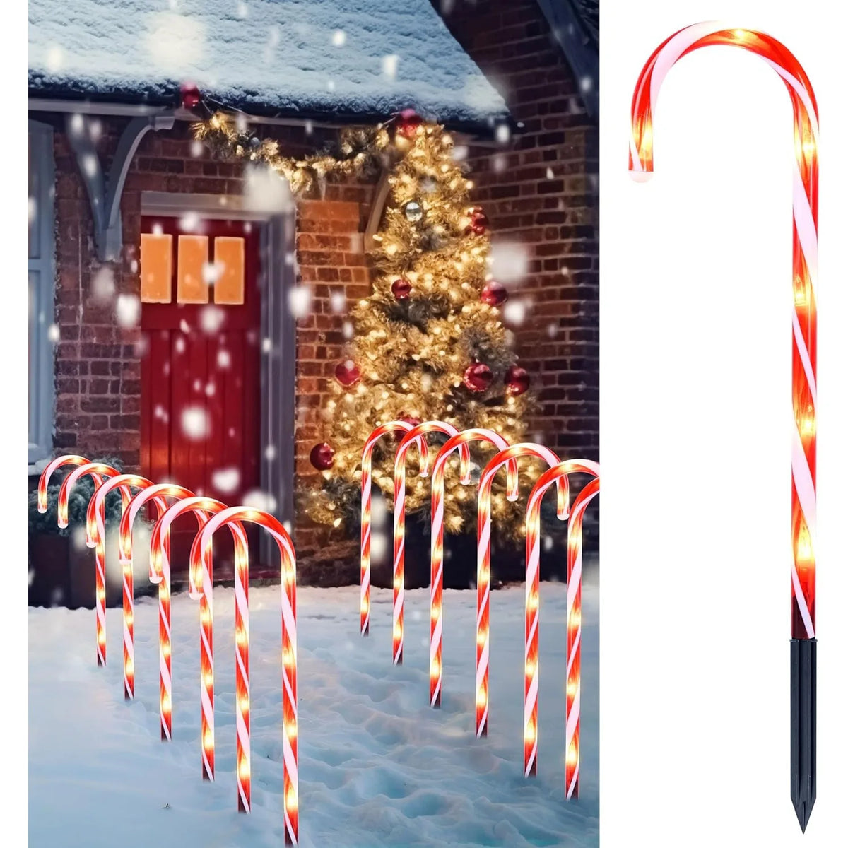 Joyfy Candy Cane Pathway Marker Lights For Christmas Decor