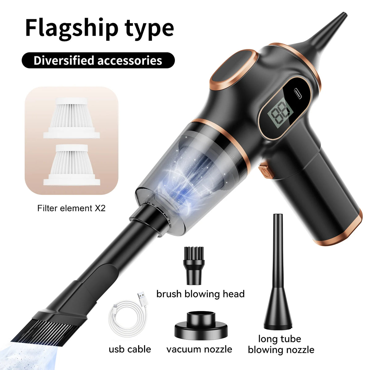 High Power Wireless Mini Vacuum Cleaner For Car Home Office
