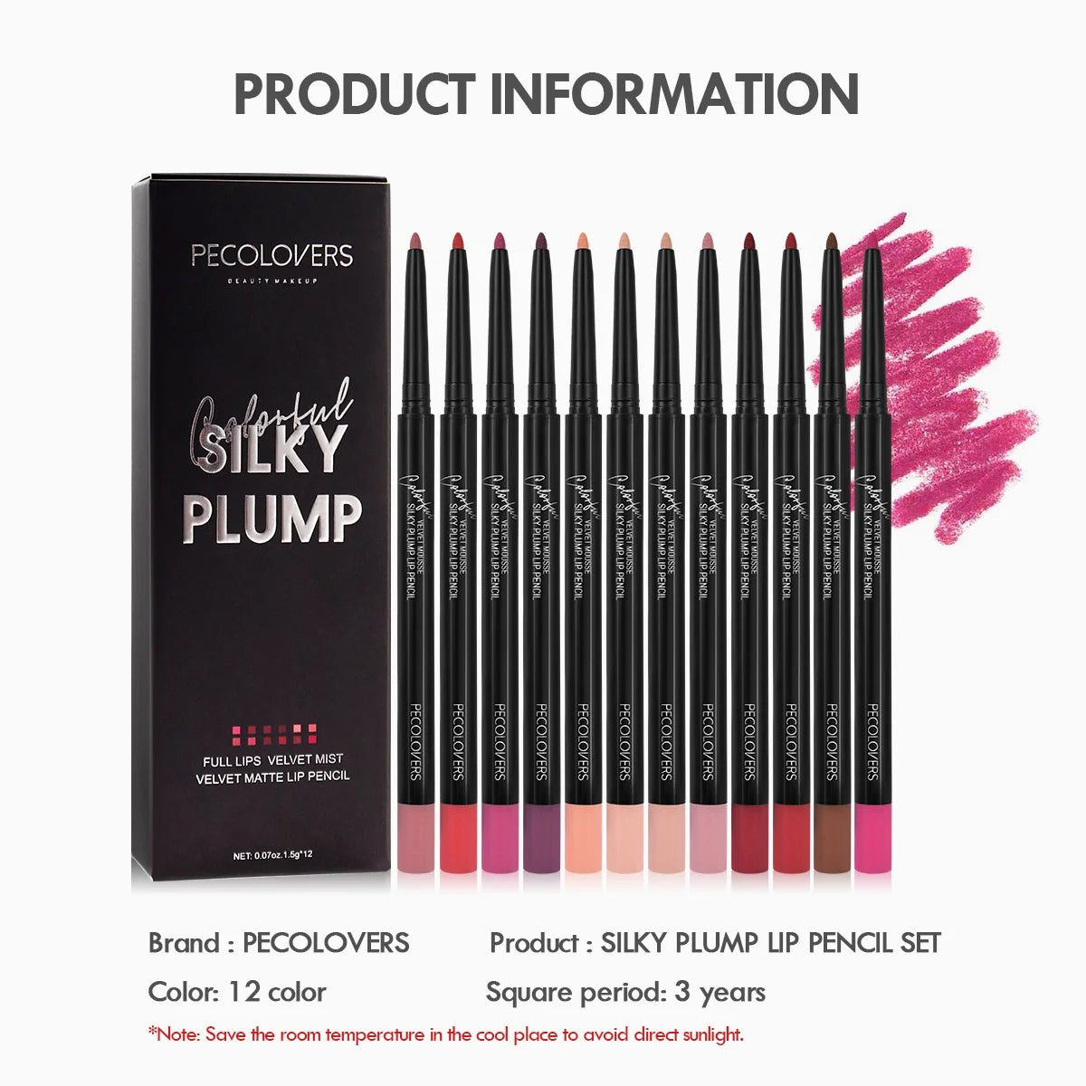 Matte Lip Liner Pencil Smooth Fine Tip For Long Wear