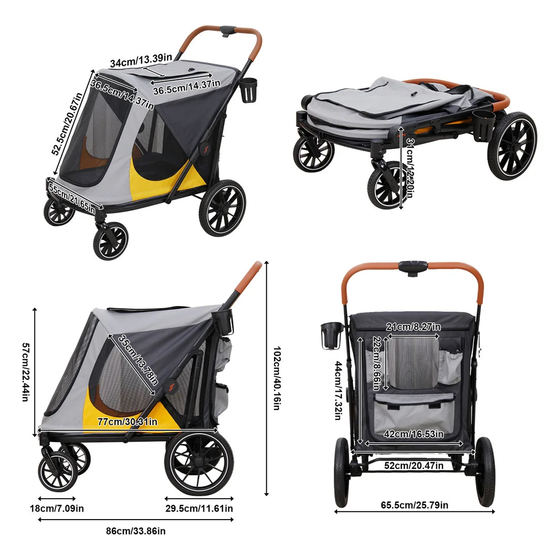 Brandless Portable Large Dog Stroller With Folding Wheels And Storage