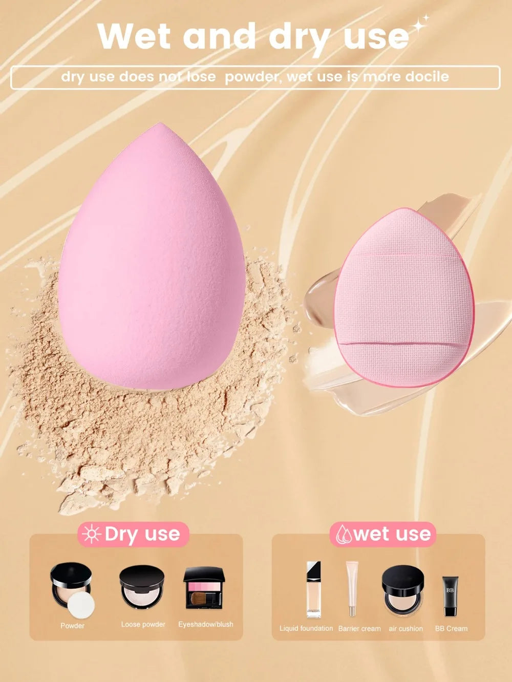 Complete Makeup Brush Set Sponges Powder Puffs And Cosmetic Bag