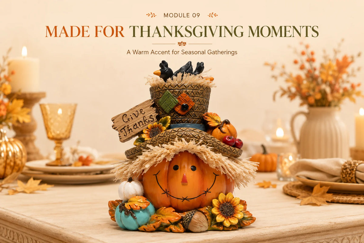 Hodao Thanksgiving Harvest Scarecrow Figurine With Give Thanks Sign