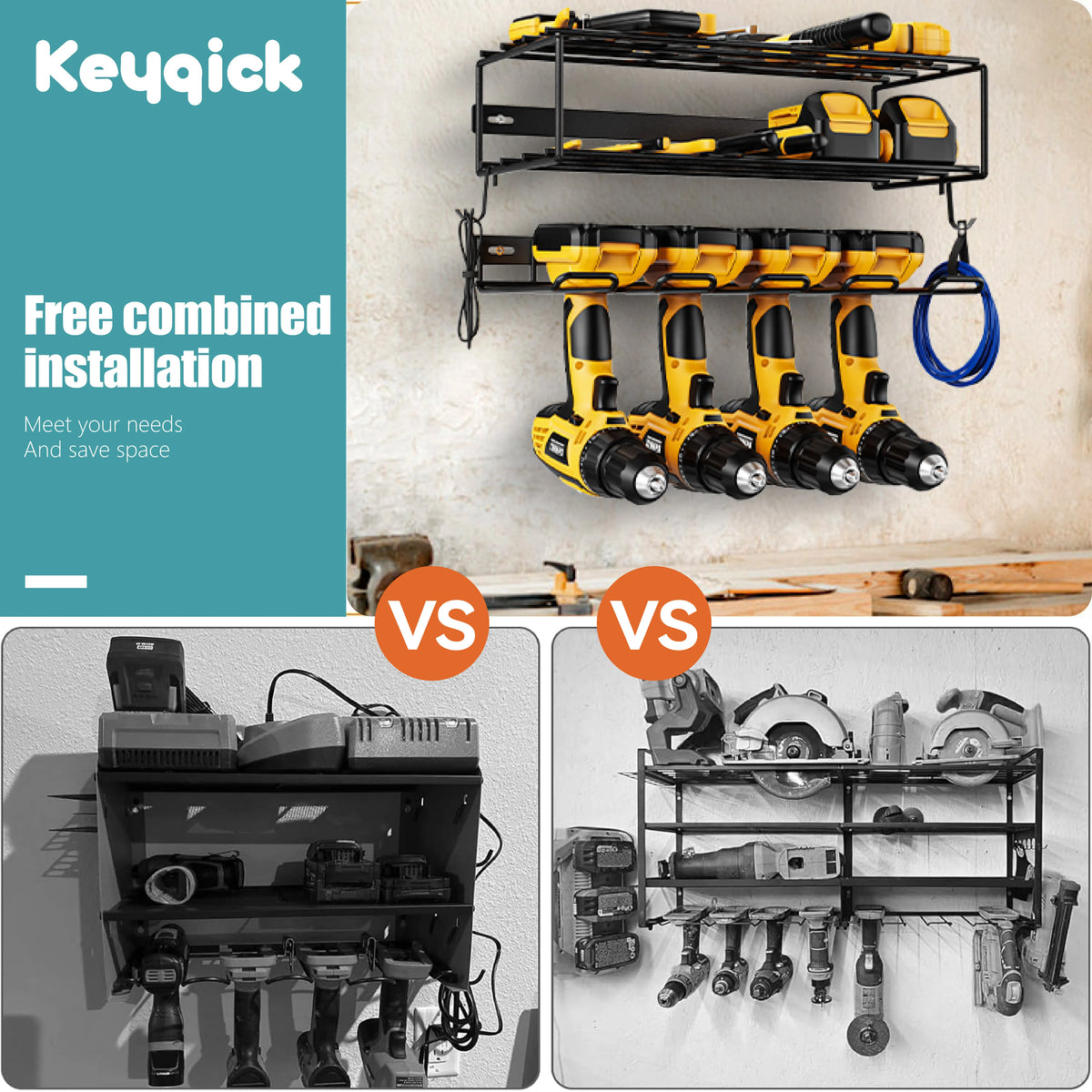 Double Layer Wall Mounted Power Tool Storage Rack