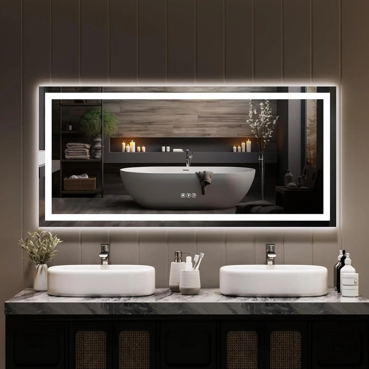 TWISTER.CK LED Bathroom Mirror With Memory And Anti Fog Frameless