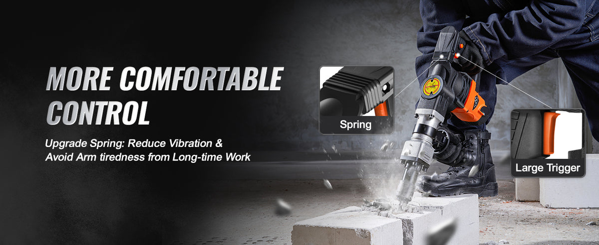 SucceBuy 1400W Demolition Jack Hammer Electric Jackhammer Heavy Duty 2900 BPM Concrete Breaker 2pcs Chisels Bits Chipping