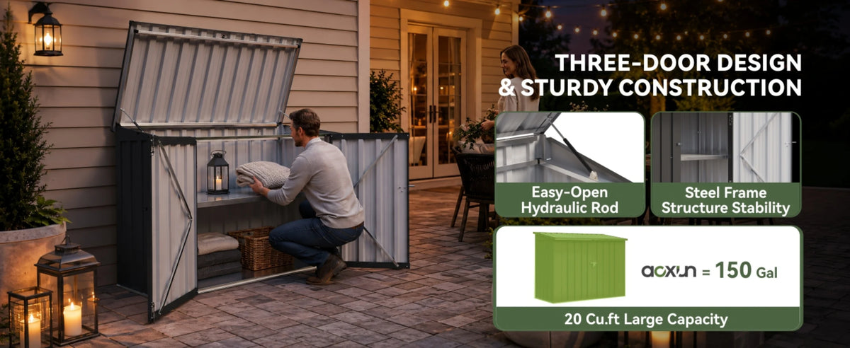 Nordivale Outdoor All Weather Storage Cabinet With Lockable Doors