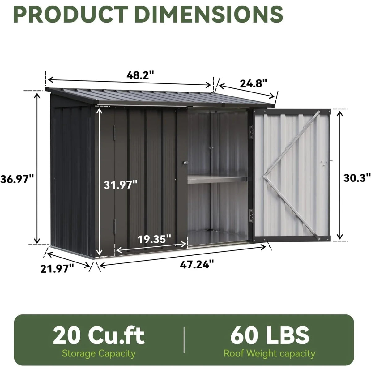 Nordivale Outdoor All Weather Storage Cabinet With Lockable Doors