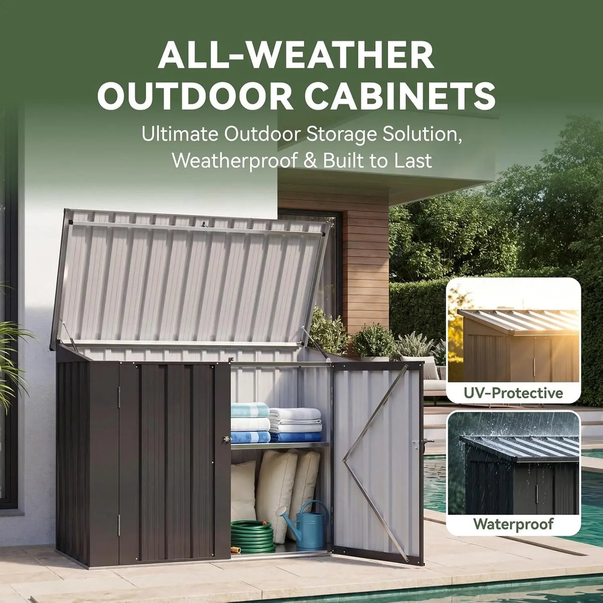 Nordivale Outdoor All Weather Storage Cabinet With Lockable Doors