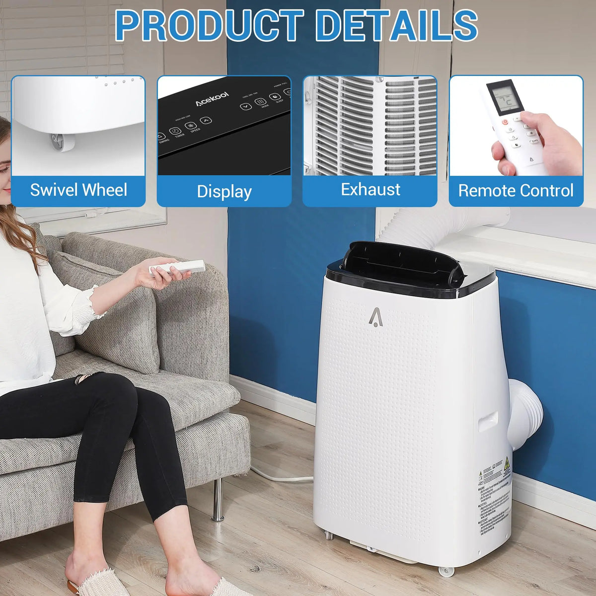 15000 Btu Portable Air Conditioner Cooling Dehumidifier With Remote