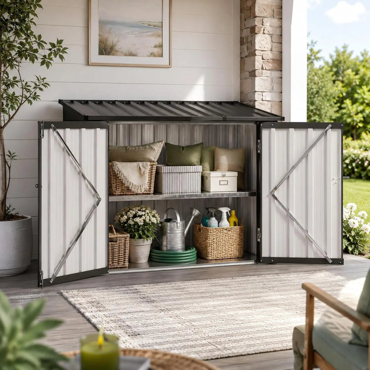 Nordivale Outdoor All Weather Storage Cabinet With Lockable Doors