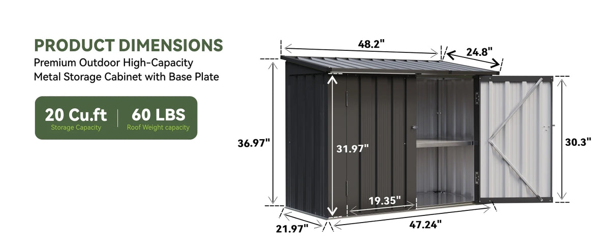 Nordivale Outdoor All Weather Storage Cabinet With Lockable Doors