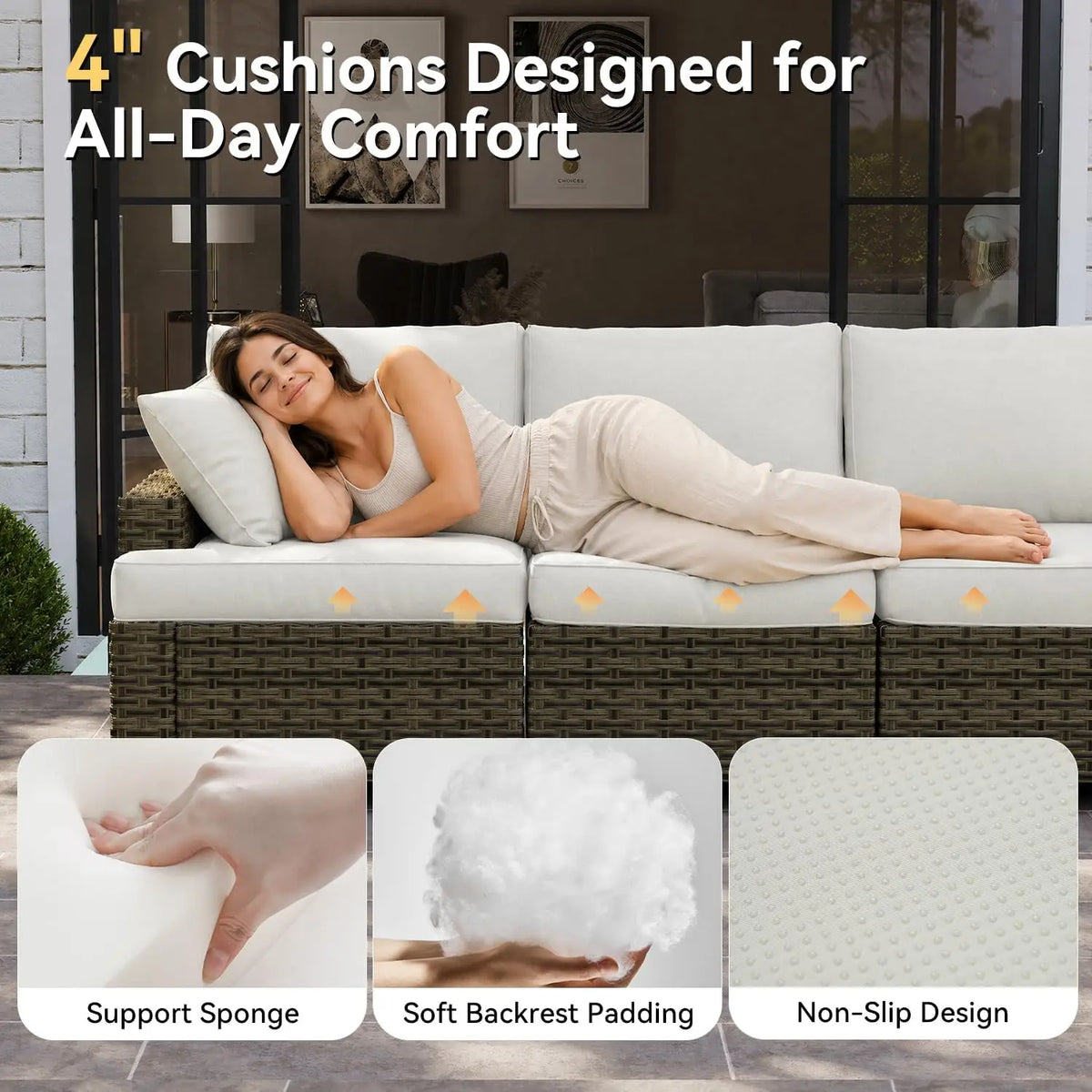 AOXUN Outdoor Patio Furniture Set Cushions Swivel Rocker Chairs
