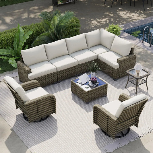 AOXUN Outdoor Patio Furniture Set Cushions Swivel Rocker Chairs
