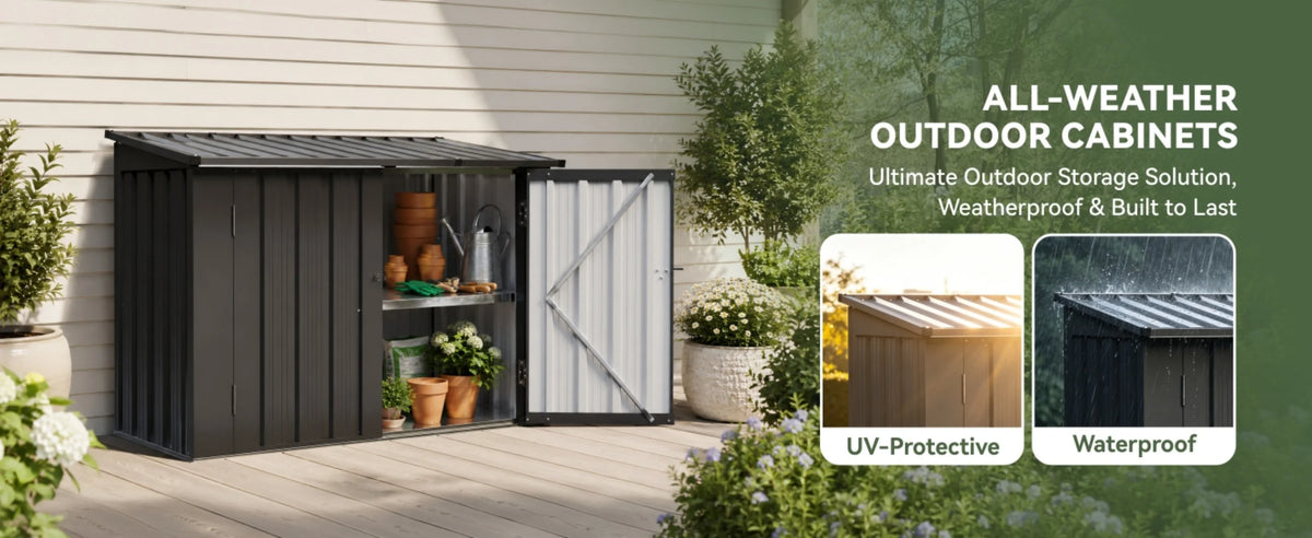 Nordivale Outdoor All Weather Storage Cabinet With Lockable Doors