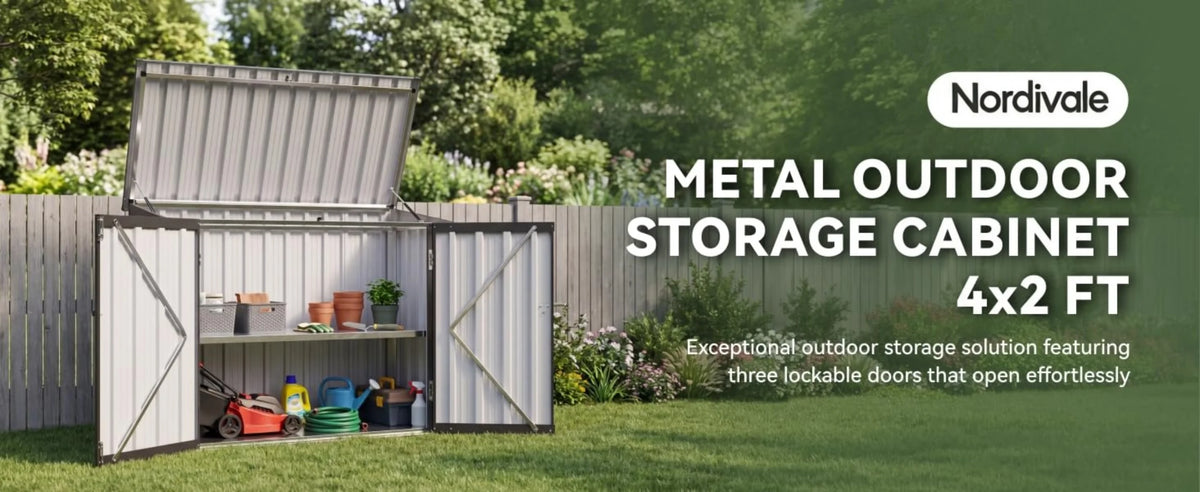 Nordivale Outdoor All Weather Storage Cabinet With Lockable Doors