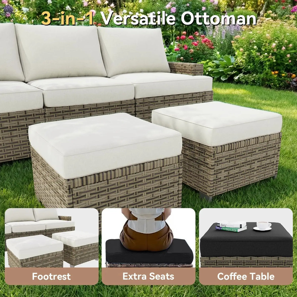 AOXUN Outdoor Patio Furniture Set Cushions Swivel Rocker Chairs
