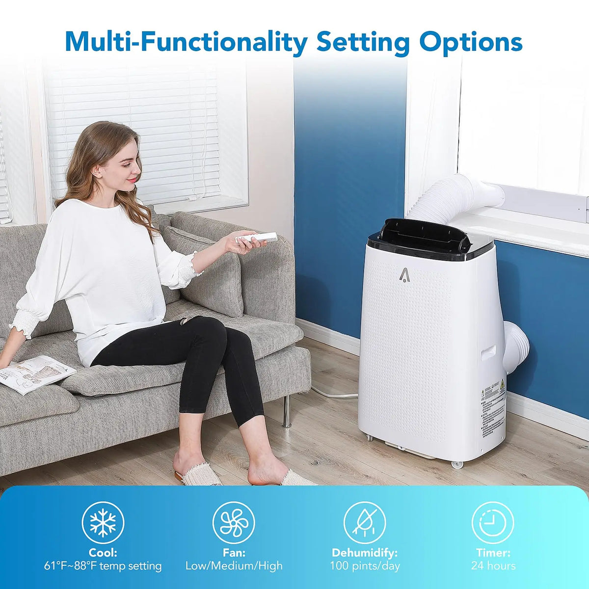 15000 Btu Portable Air Conditioner Cooling Dehumidifier With Remote