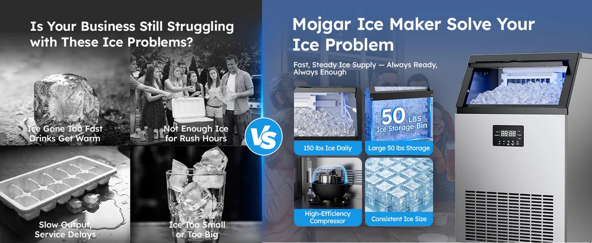 Commercial Ice Maker 150lb Under Counter With 50lb Storage Bin Self Cleaning