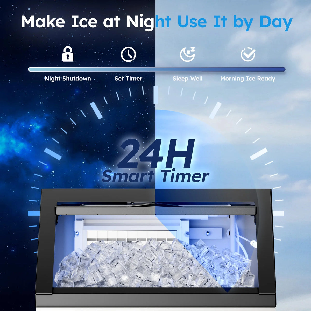 Commercial Ice Maker 150lb Under Counter With 50lb Storage Bin Self Cleaning