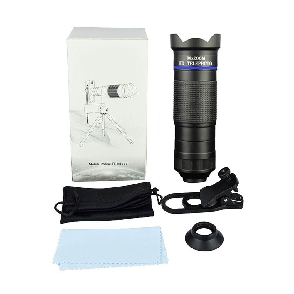 36X Telescope Zoom Lens Monocular Mobile Phone Camera Lenses for iPhone Samsung Smartphones For Camping Hunting Sports
