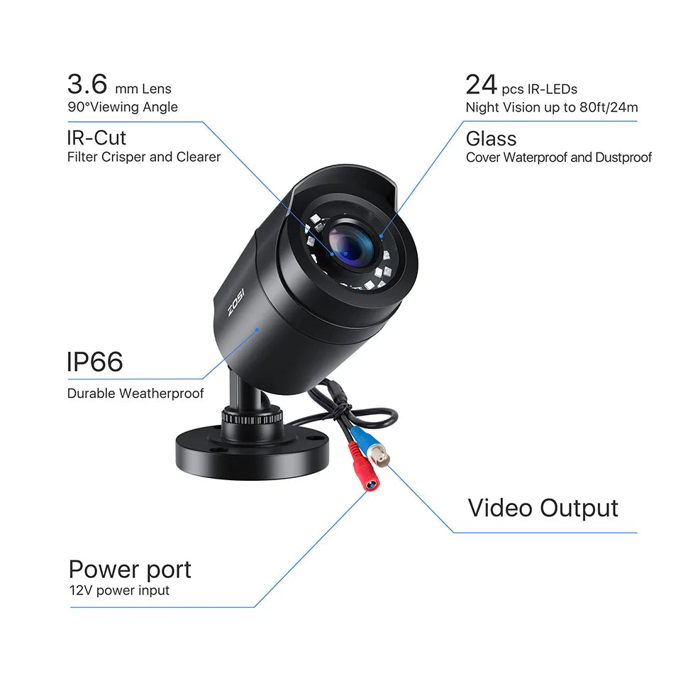 Zosi 1080P Hd Tvi Bullet Security Camera Outdoor Indoor