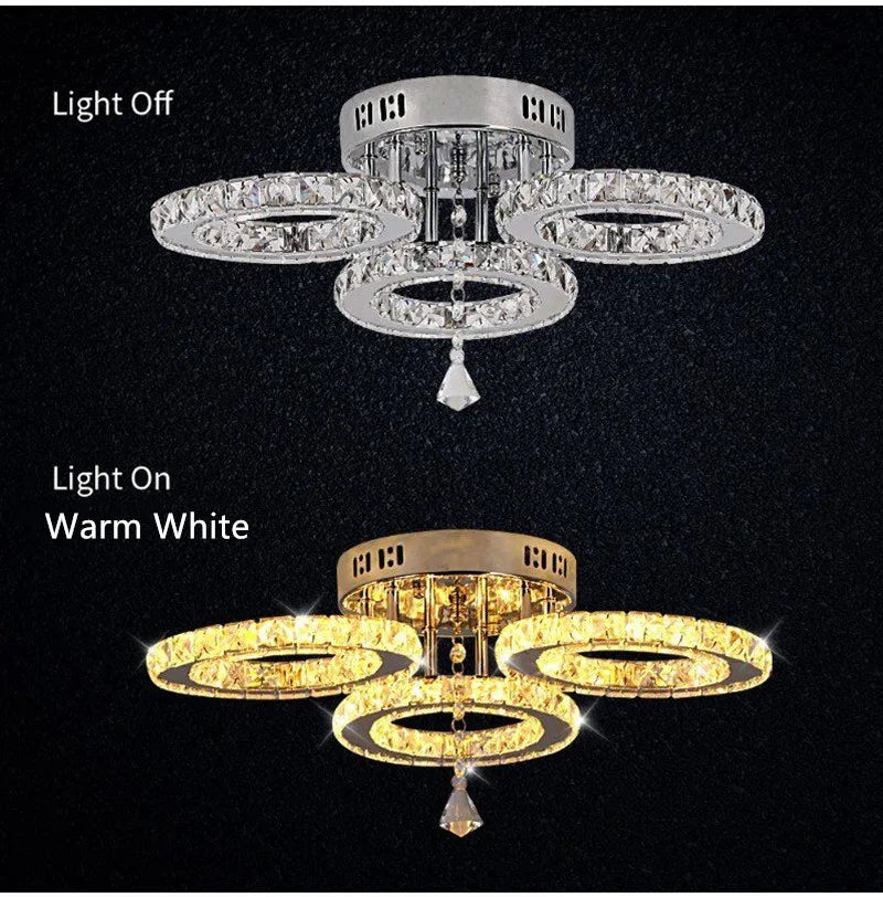 GreeLustr Modern Led Crystal Ring Pendant Light For Living Room