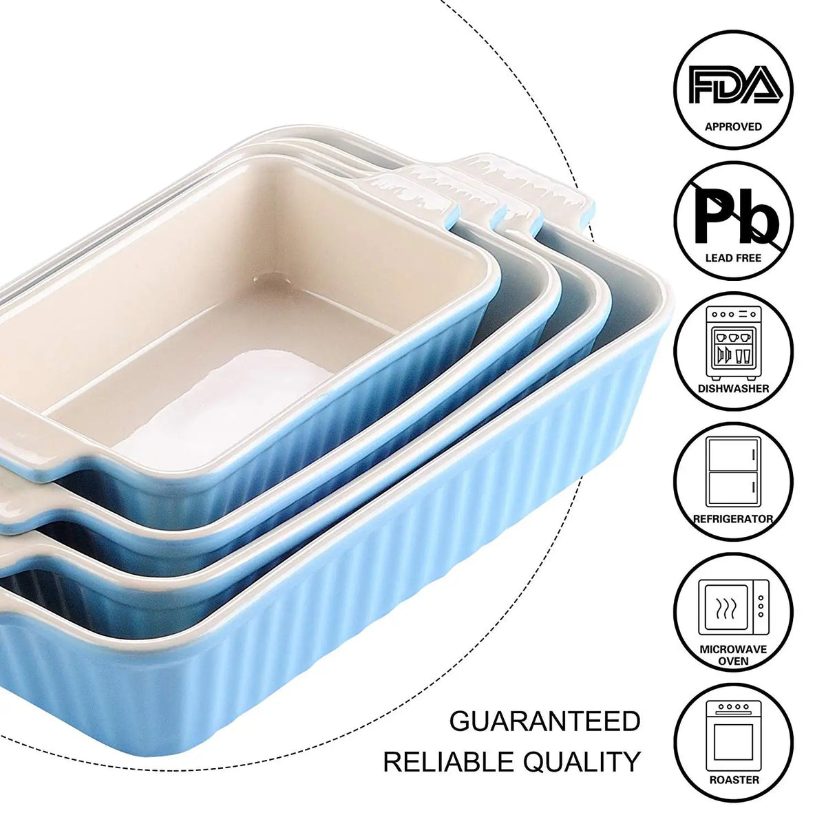 MALACASA 4 Piece Table Baking Dishes Set With Ceramic Handles