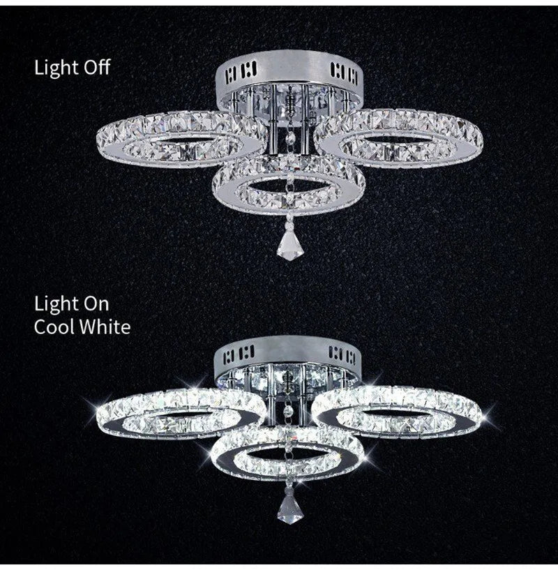 GreeLustr Modern Led Crystal Ring Pendant Light For Living Room