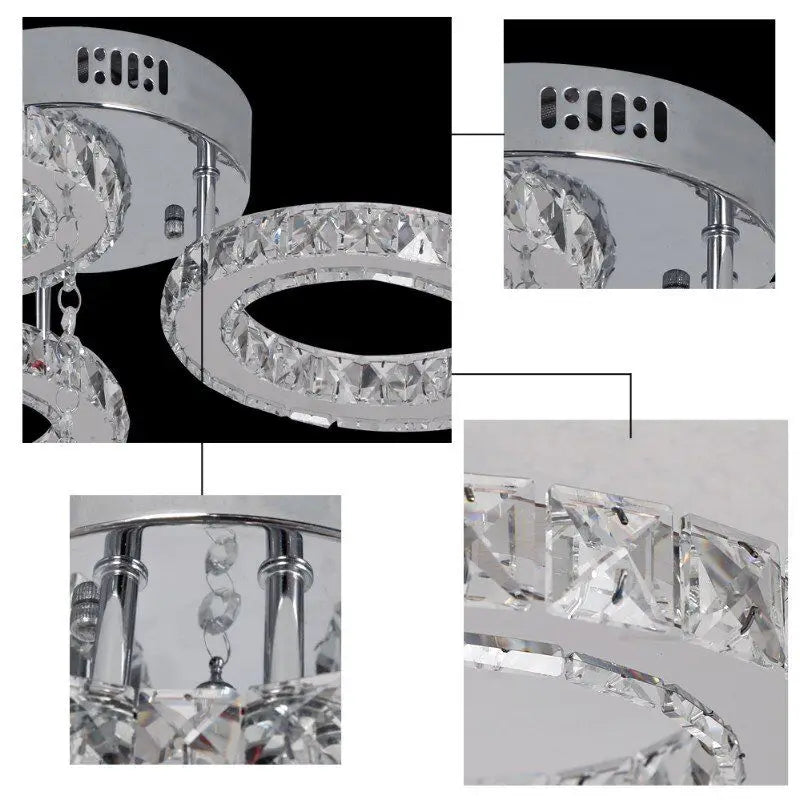 GreeLustr Modern Led Crystal Ring Pendant Light For Living Room