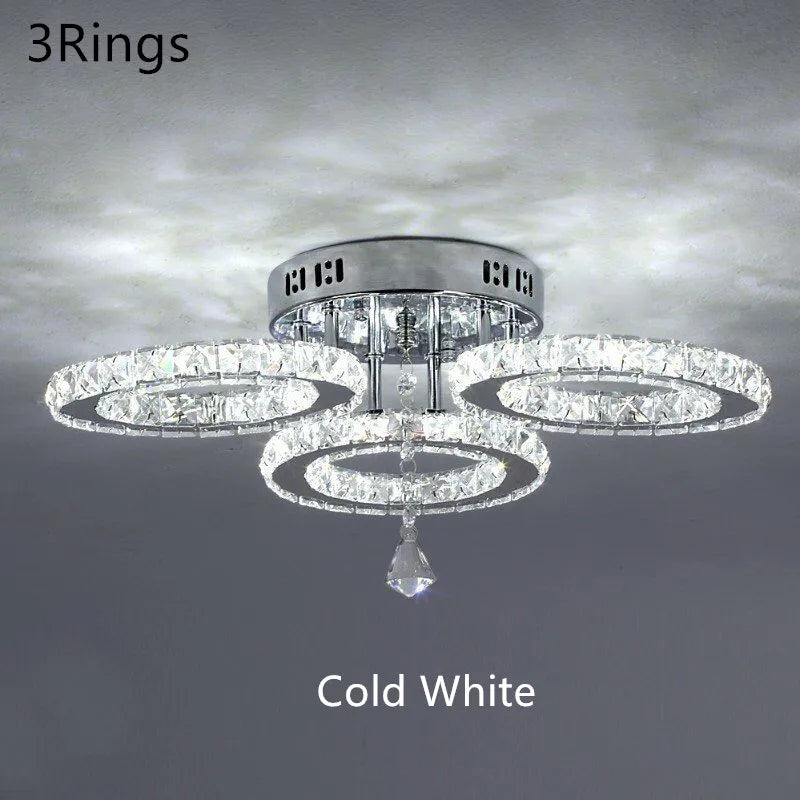 GreeLustr Modern Led Crystal Ring Pendant Light For Living Room