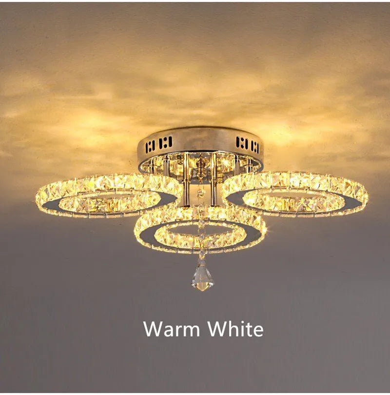 GreeLustr Modern Led Crystal Ring Pendant Light For Living Room